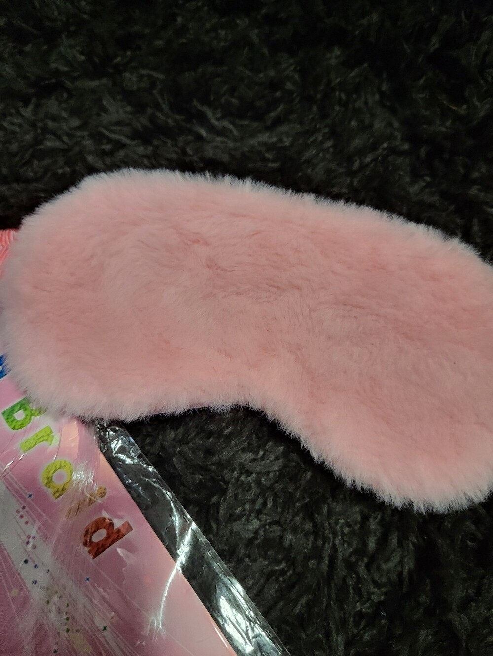 Kids Pink Plush Sleep Mask & Hair Light Clip - Picture 2 of 3